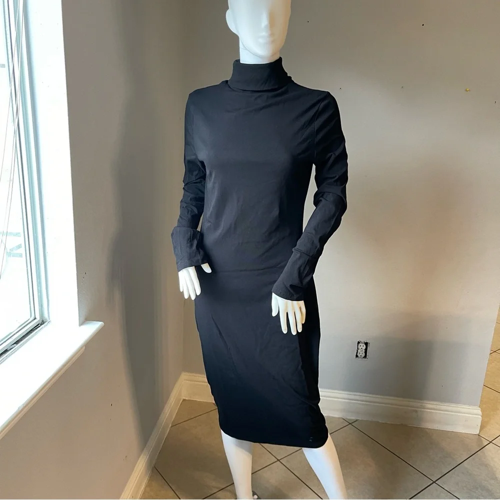 SHEIN BASICS Black Cotton High Neck Solid Bodycon Dress
Size XL for size 12-14 - Picture 3 of 14